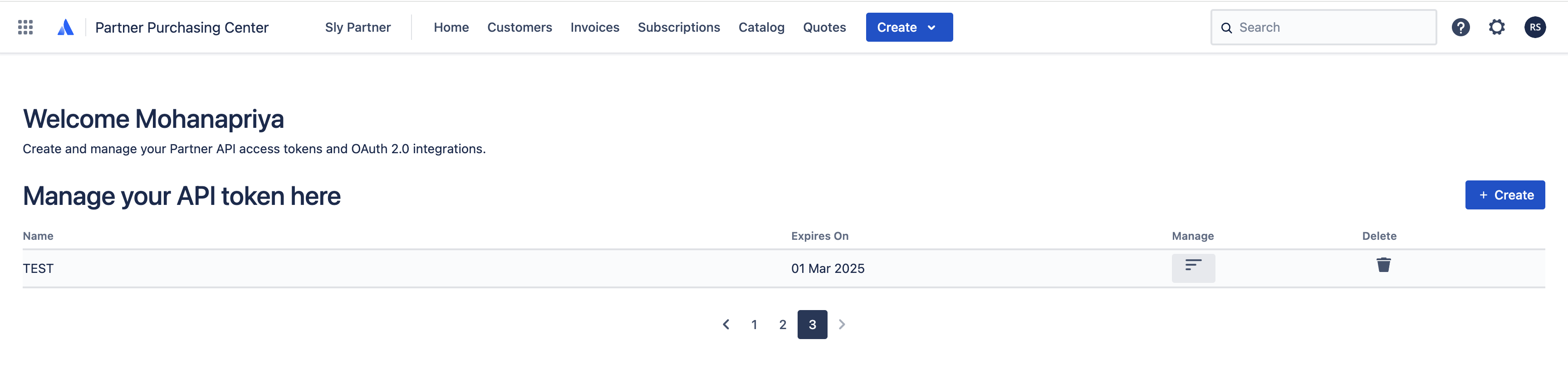 Manage api token
