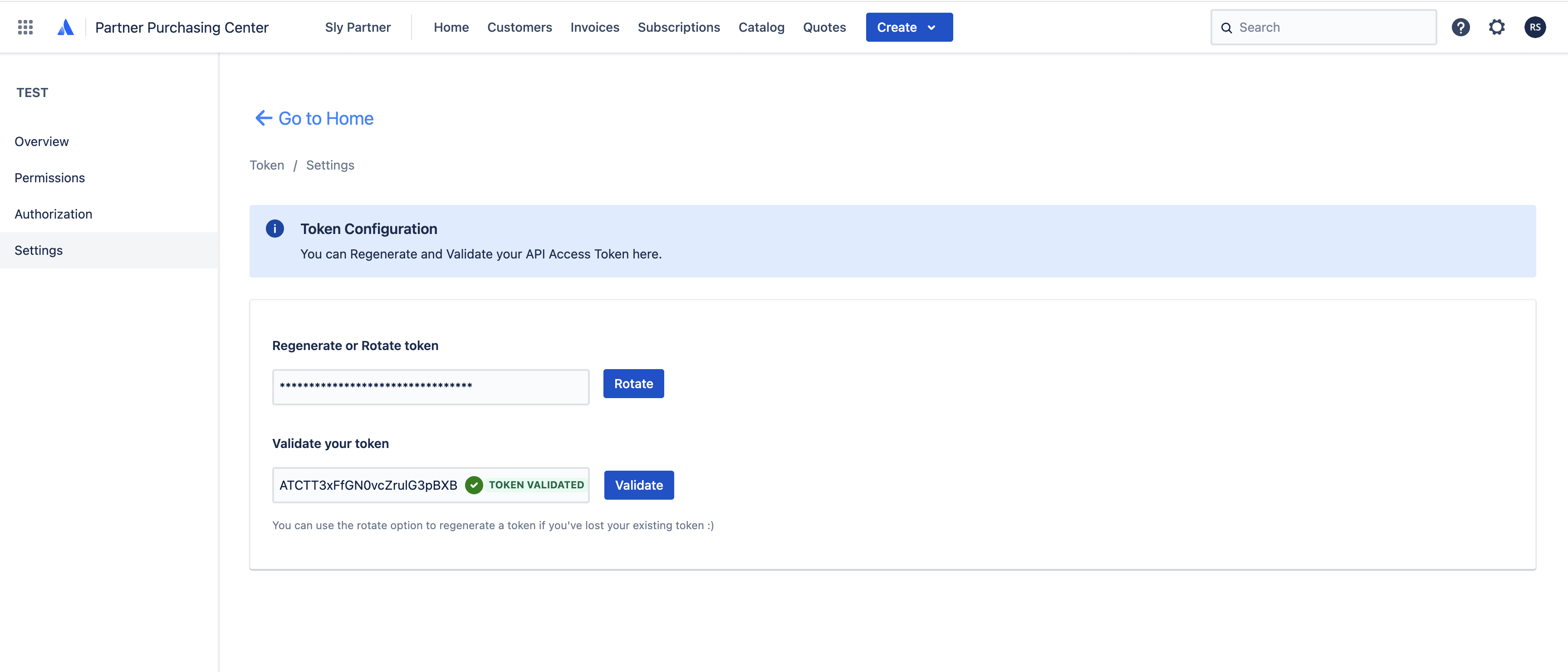 Validate api token