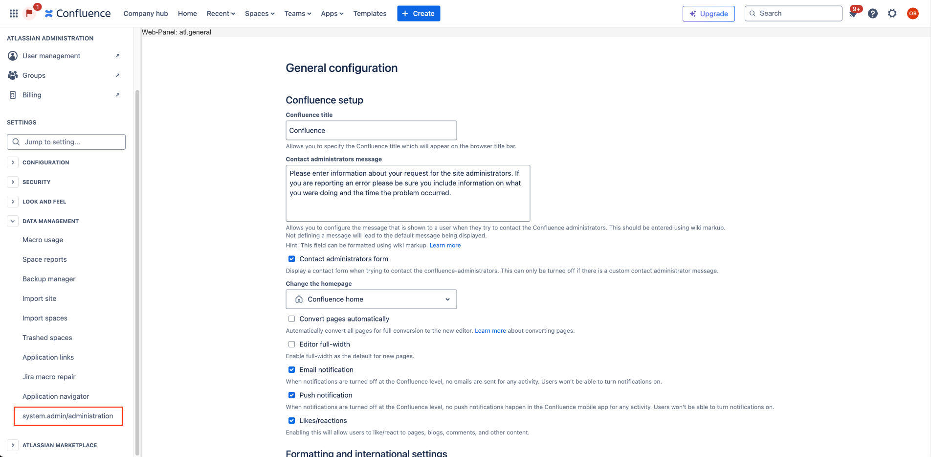 Admin Administration Web Item