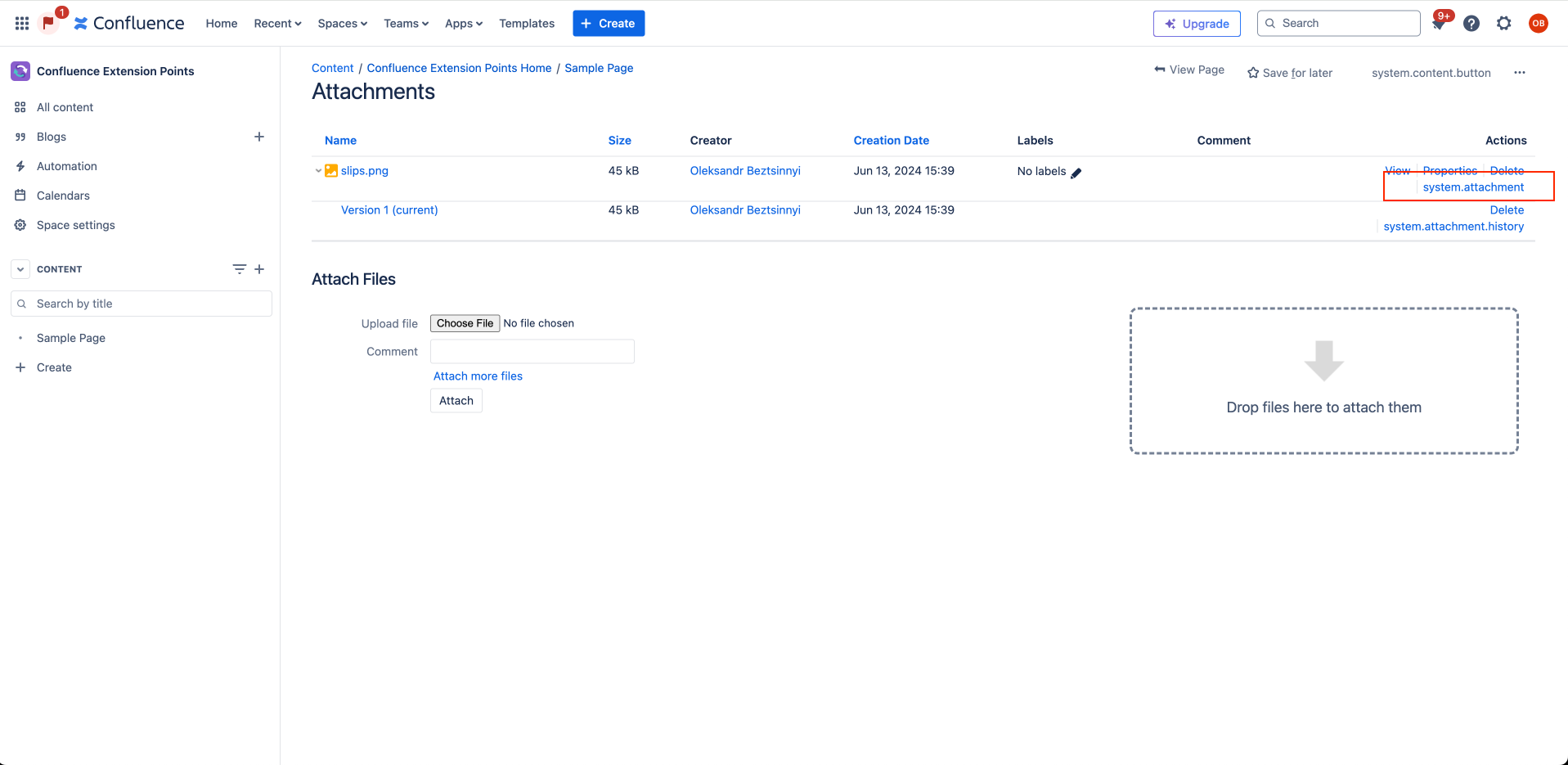 Attachment Web Item