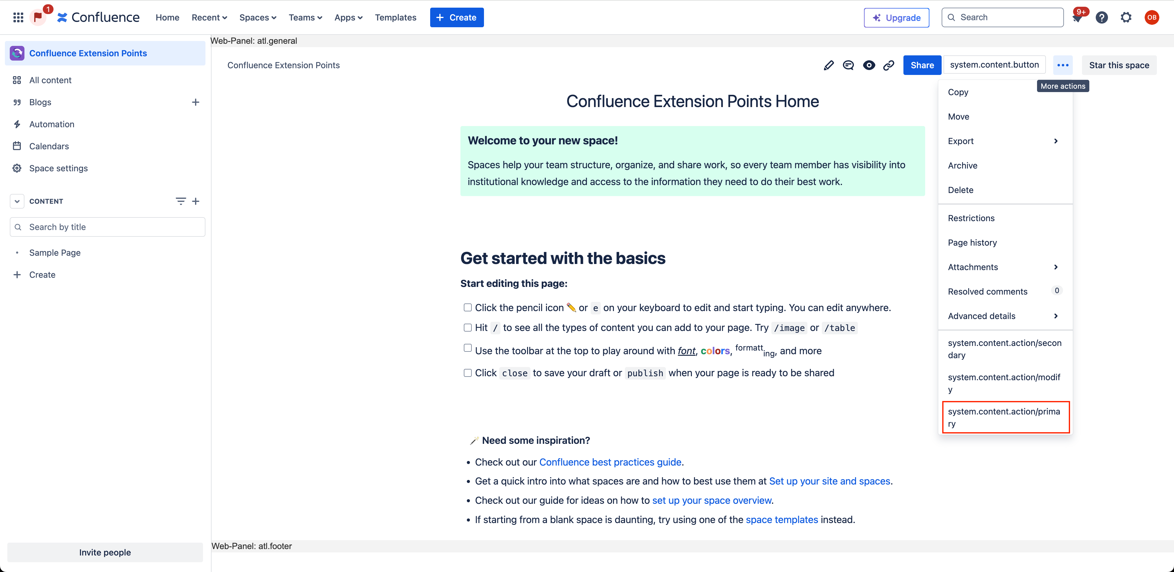 Content Action Primary Web Item