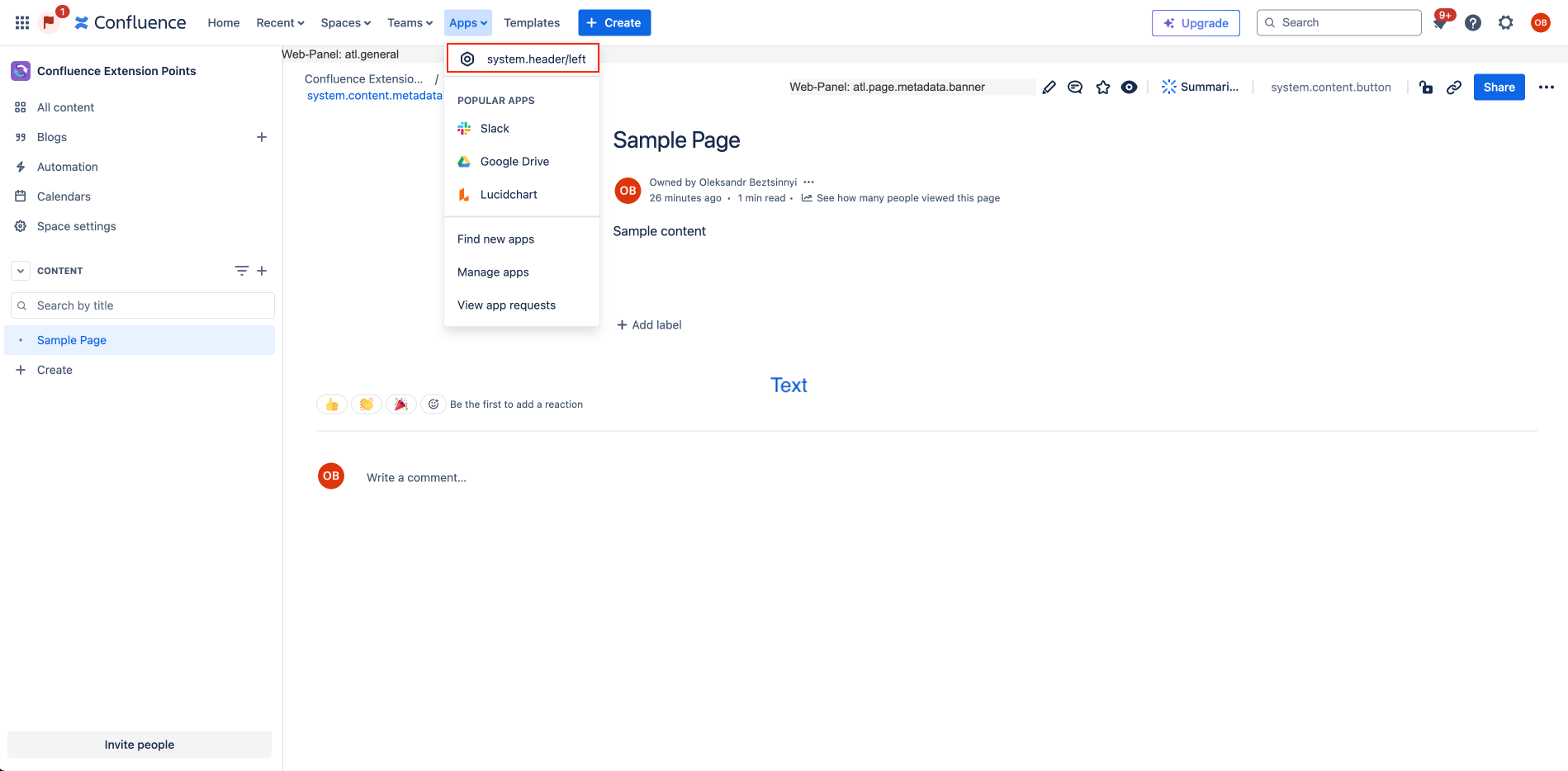 Apps Menu Web Item