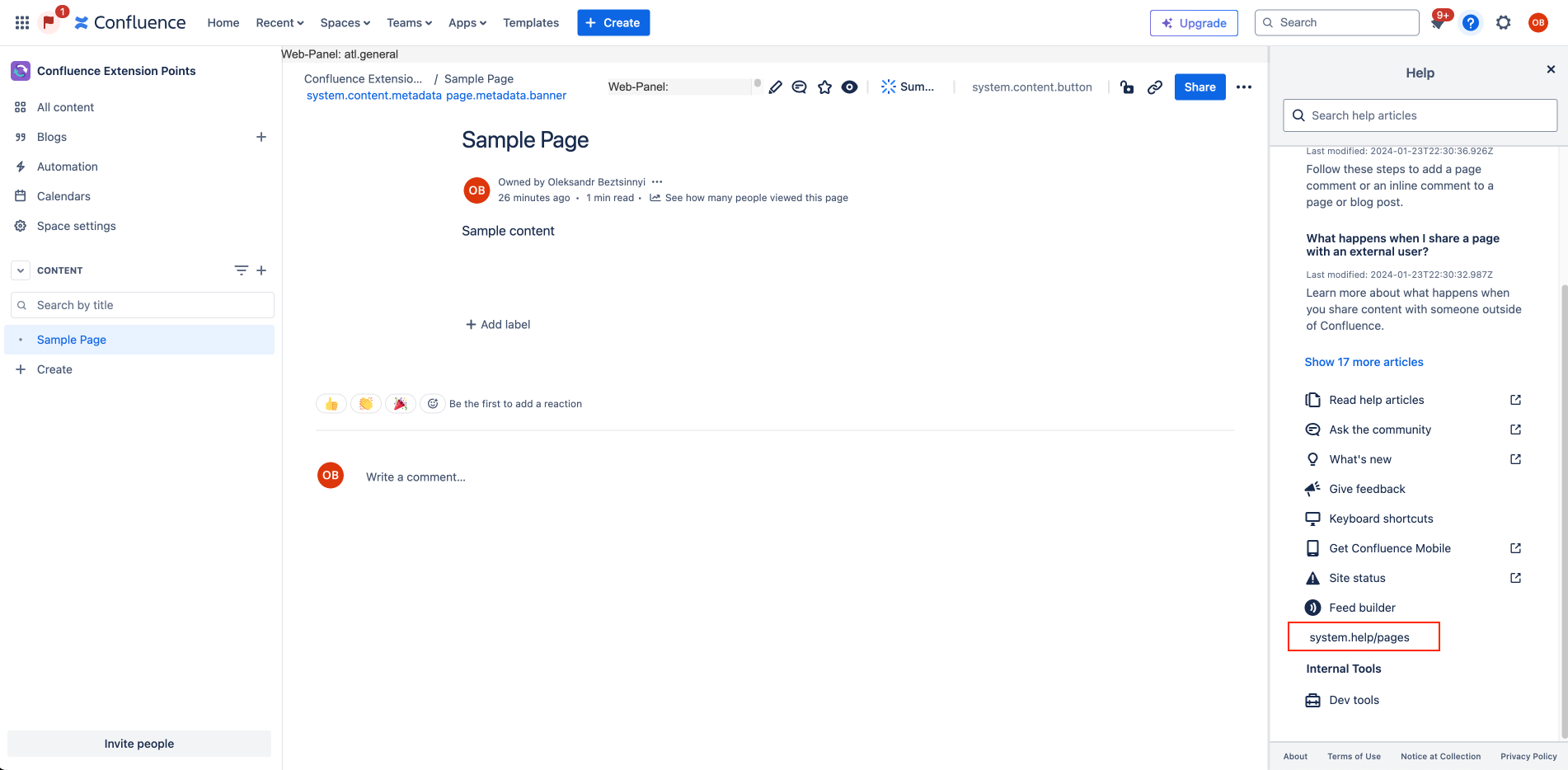 Help Web Item