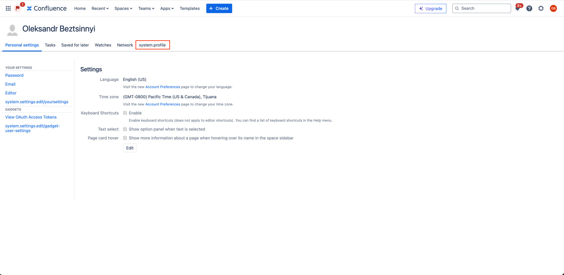 Profile Web Item