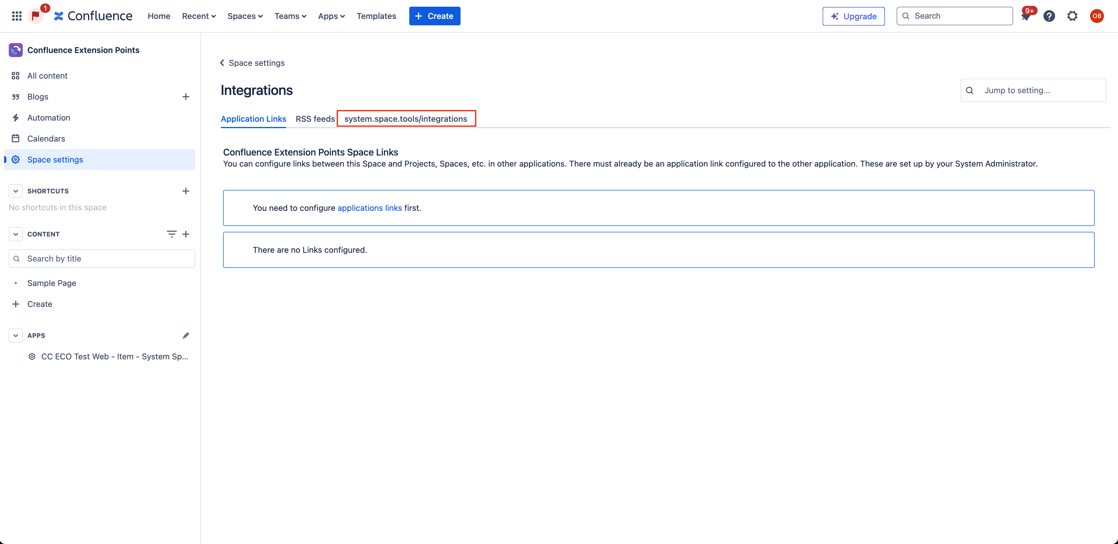 Space Tools Integrations Web Item