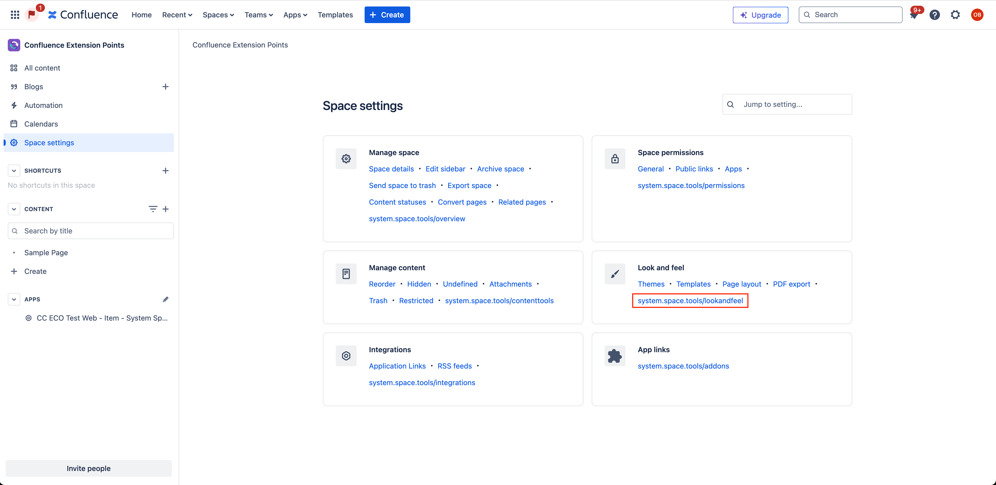 Space Tools Look and Feel Web Item