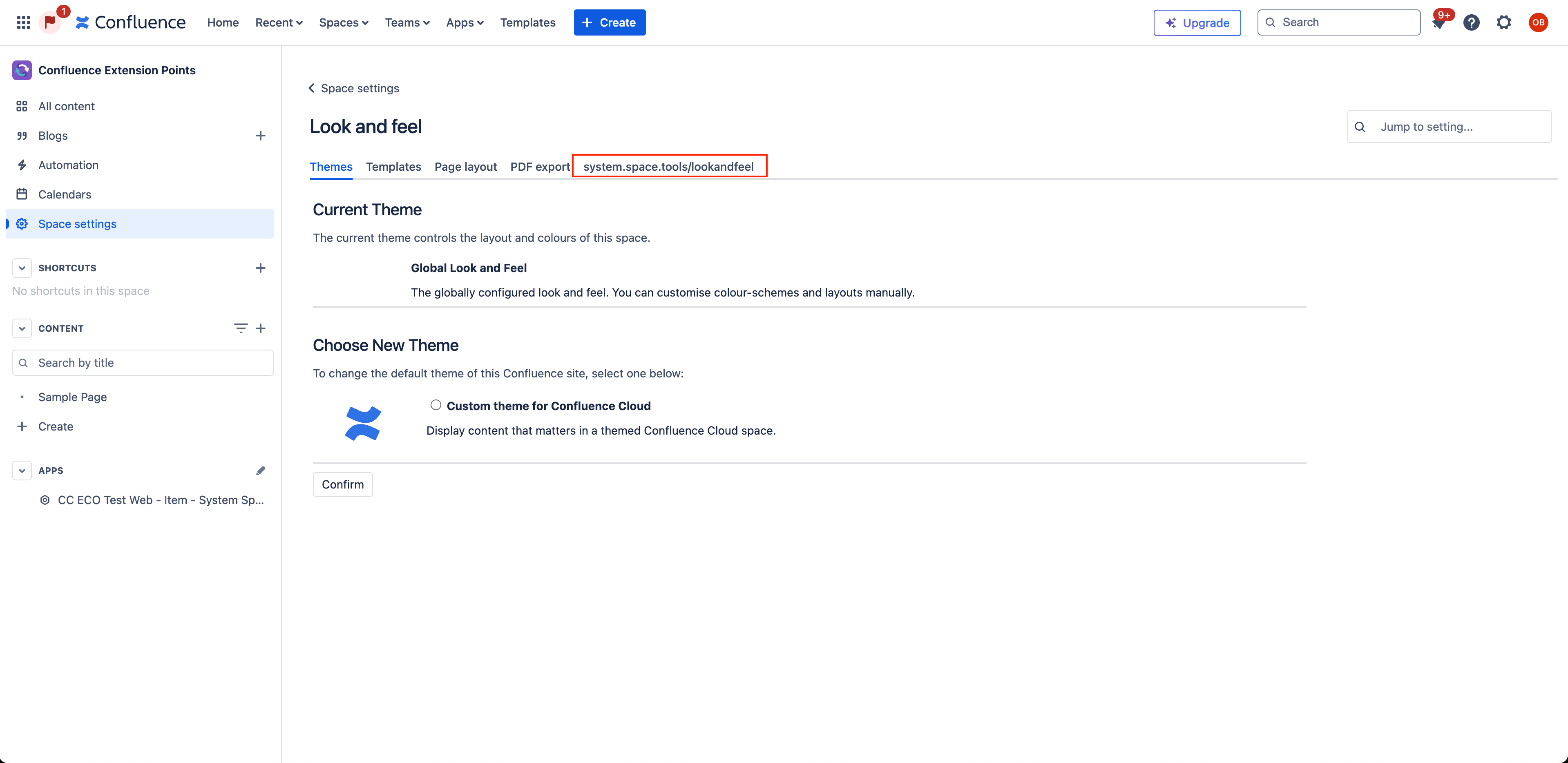 Space Tools Look and Feel Web Item