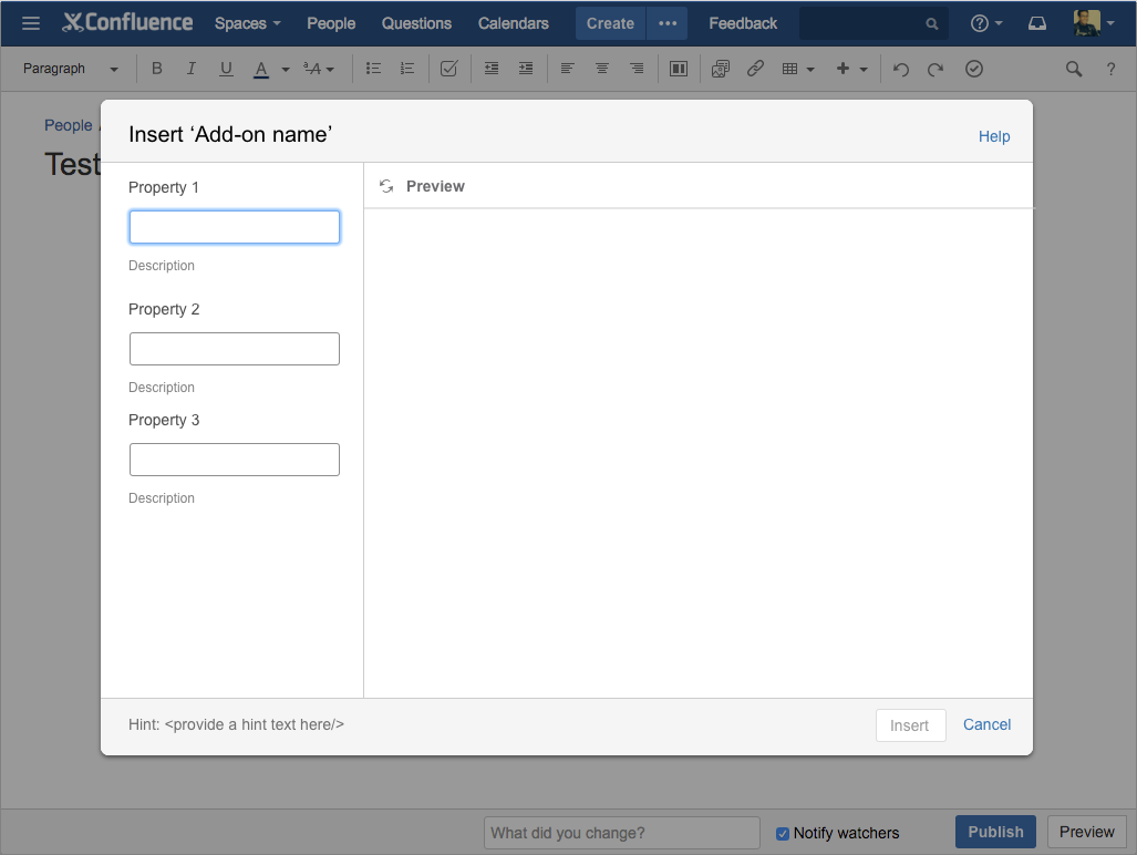 macro property dialog