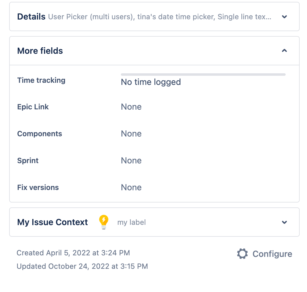 issue context panel example app collapsed