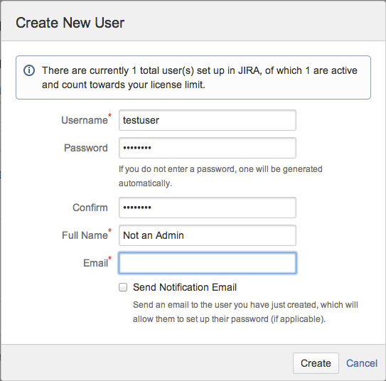 Create a test user